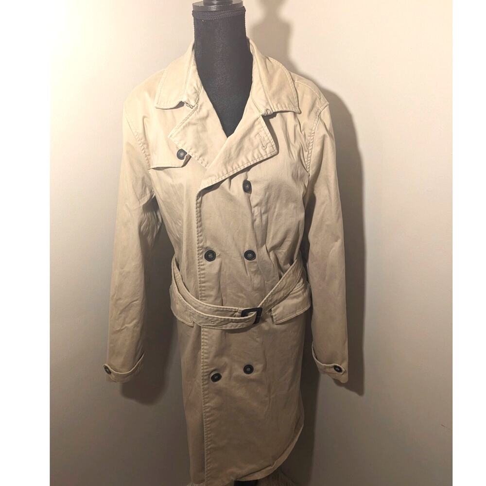 Topman Mens Beige Double Breasted Belted Trench Coat Large
